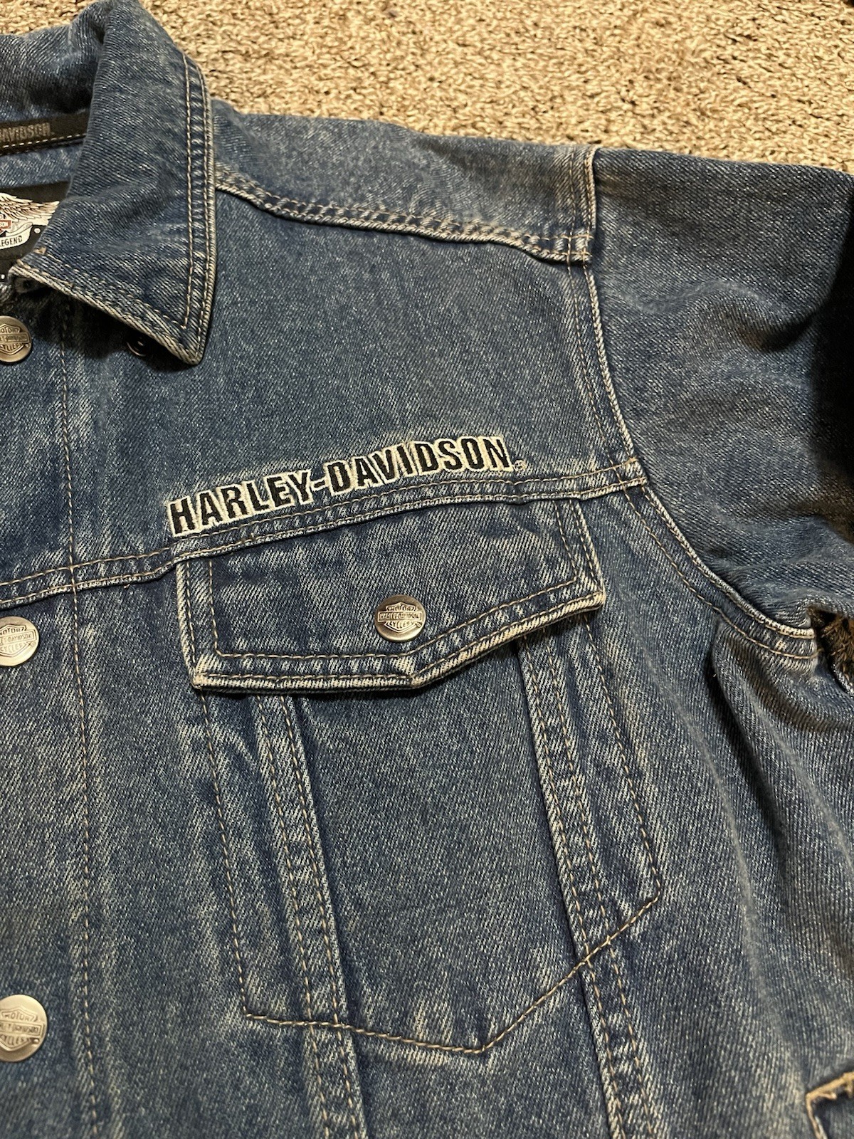 Vintage Harley Davidson Jacket Mens Med Denim 1903-2008 105th Anniversary Coat