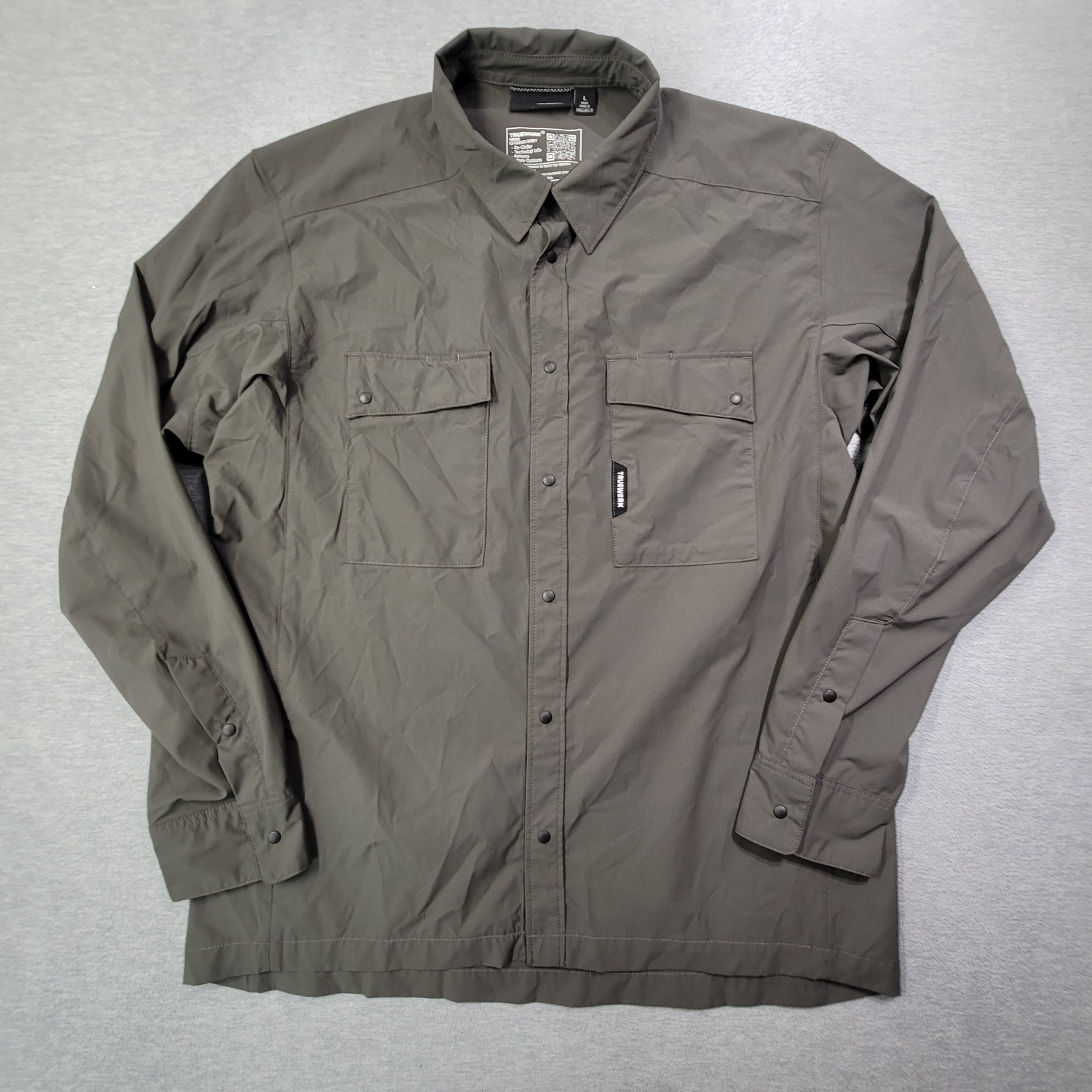 Truewerk Shirt Mens Large Gray LS Cloud Snap Up Flap Pockets Hiking Work