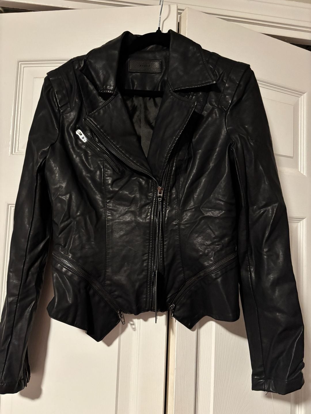 BLANKNYC Faux Leather Moto Jacket with Asymmetrical Zip and Removable Hem
