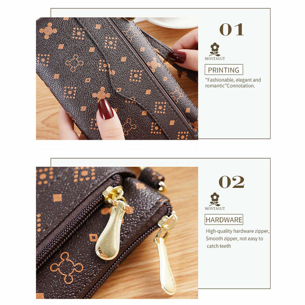 Women Leather Clutch Wallet Fashion Zip Long Purse Card Holder Phone Handbag
