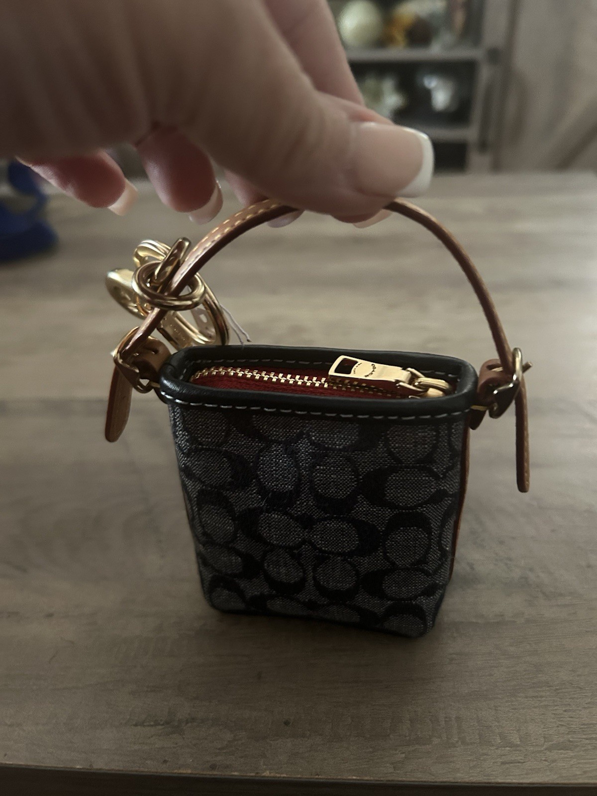 NWT Coach Mini Val Duffle Bag Charm In Signature Chambray C8223