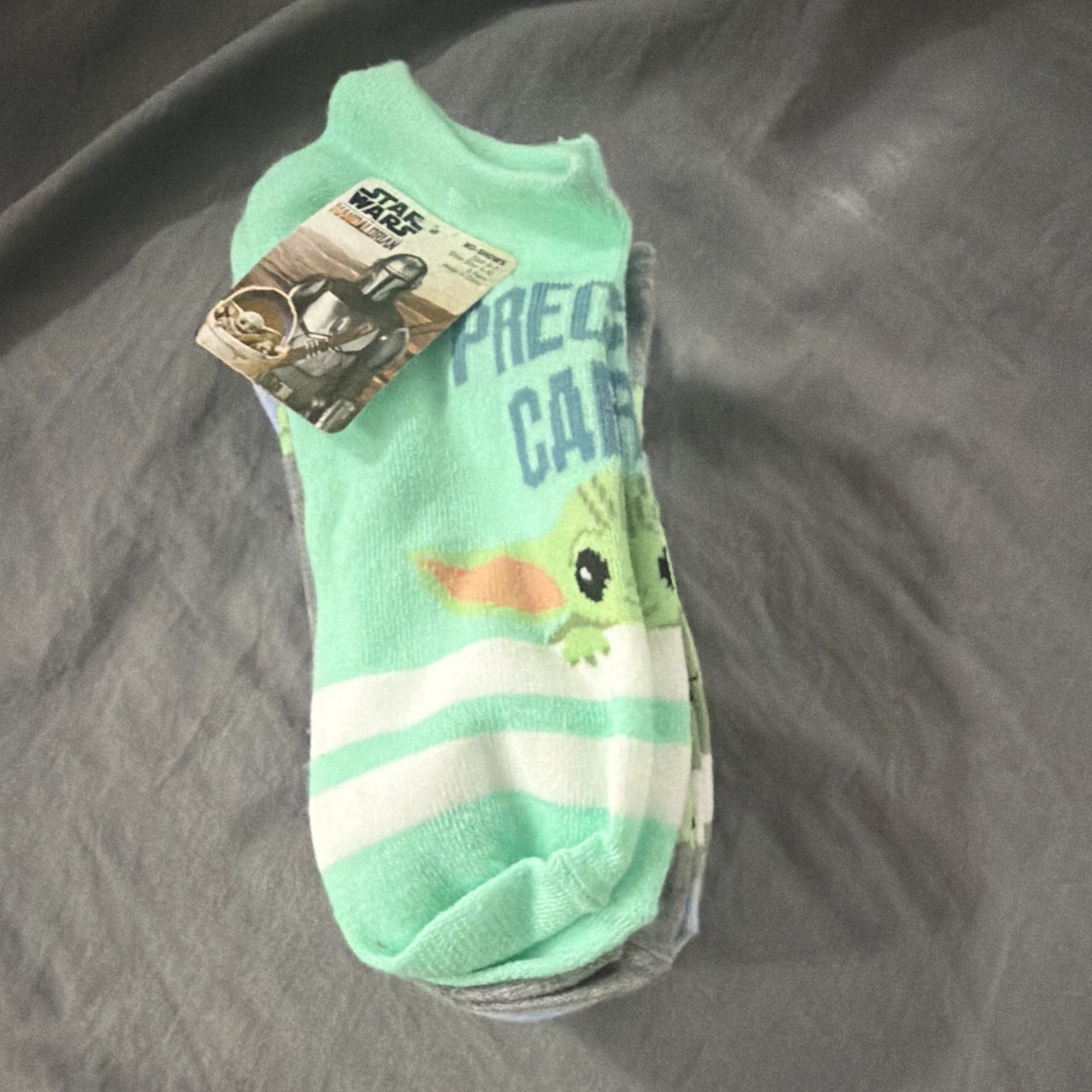 Star Wars The Child Grogu Women’s No-Show Socks Green Striped One Size 1 Pair
