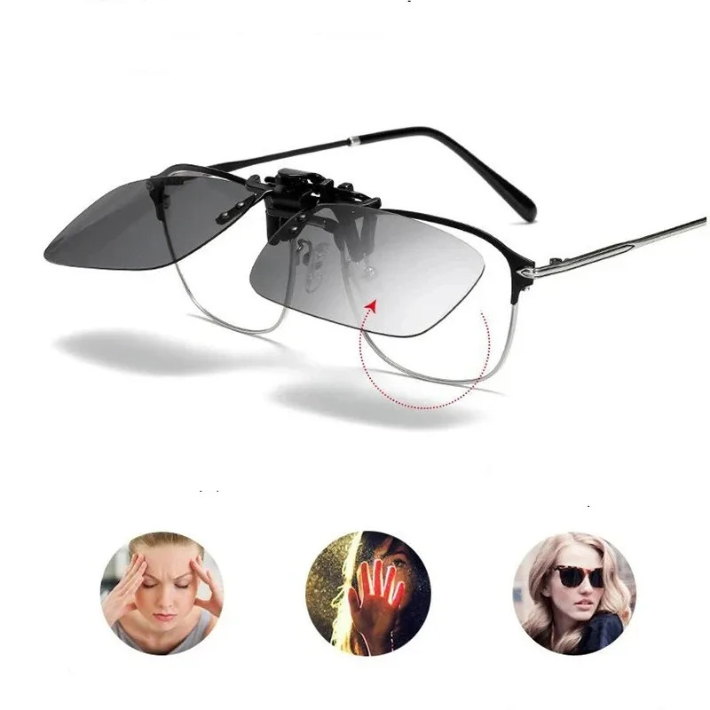 4 Color Grey Lenses Polarized Sunglasses Clip on Flip up UV 380 Driving Fishing