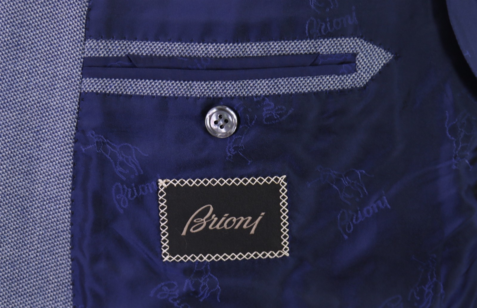 Brioni Blue Knit Woven Cashmere Silk 2-Btn Sportcoat Blazer Recent US 44S