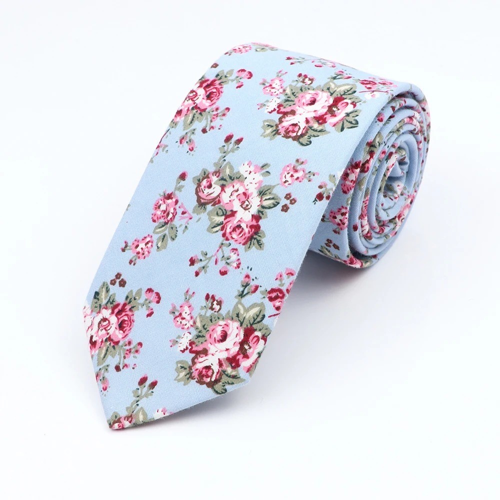 Cotton Floral Tie for Men and Women Skinny Necktie Wedding Casual Paisley Print