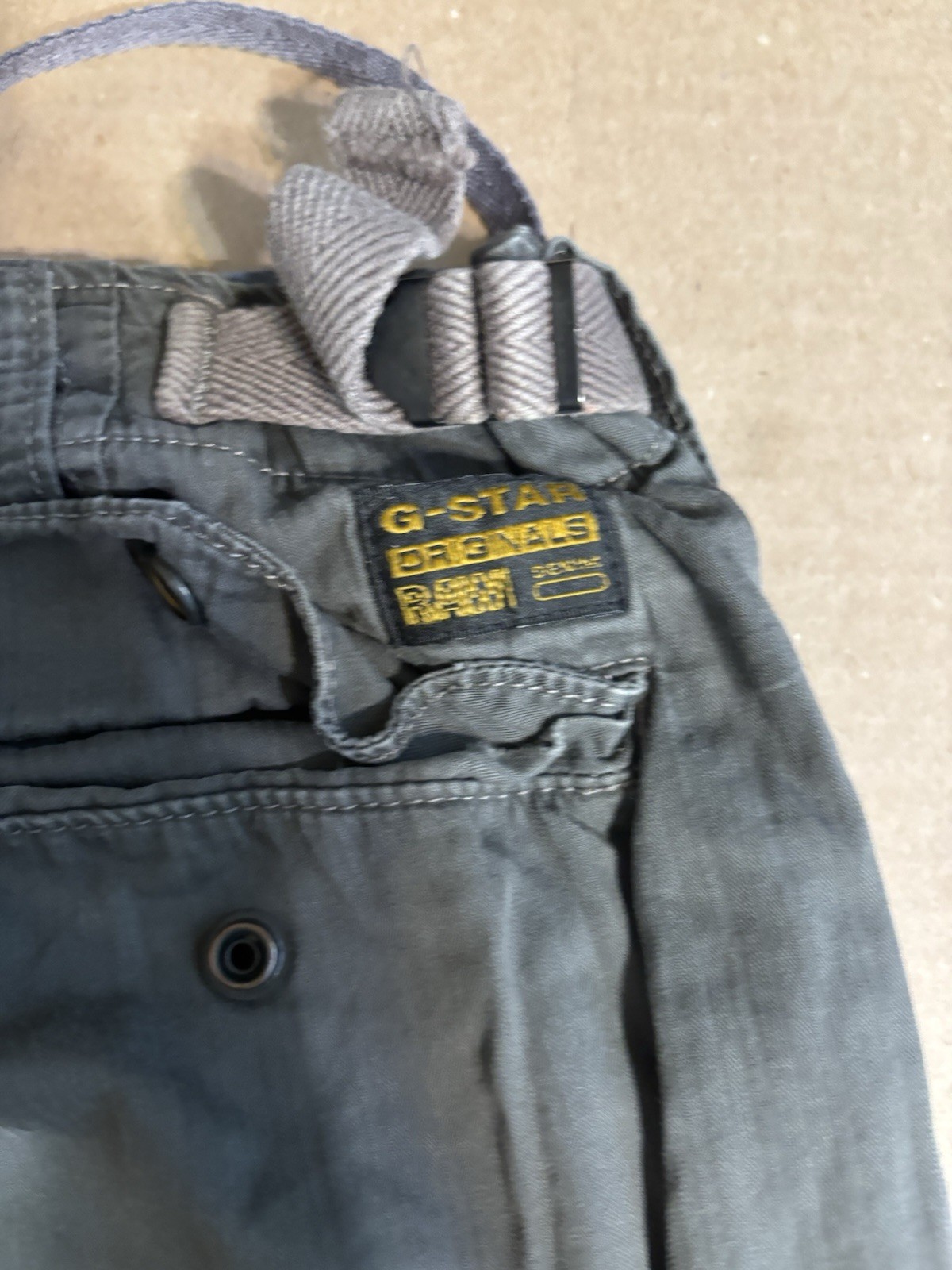 G-Star RAW Rovic Men’s Utility Cargo Pants W34 Gray Cotton Twill Straight