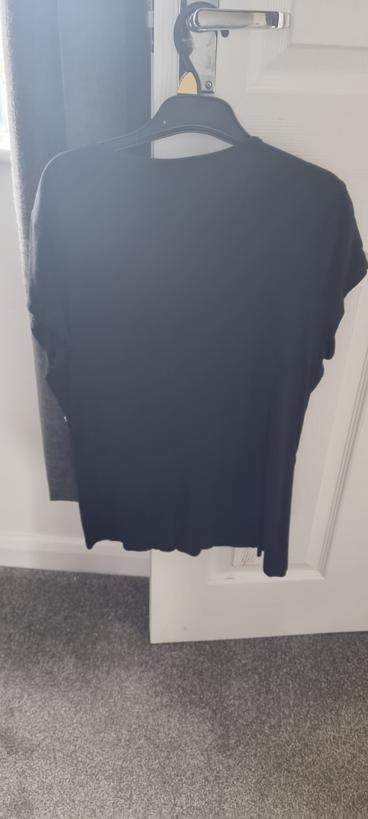 M&S Autograph Black Wrap V-Neck Short Sleeve Top with White Piping – Size 14