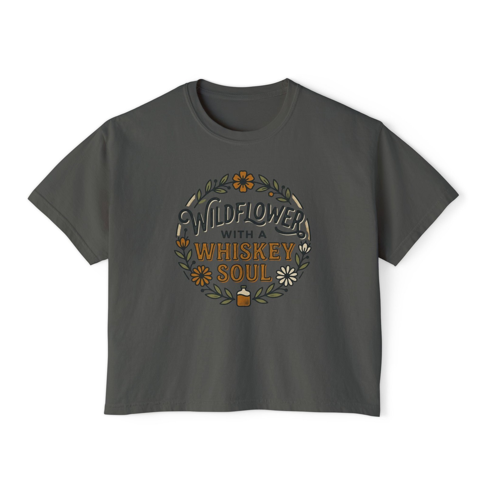 Vintage Apothecary Bottle with Wildflowers Tee | Botanical Floral Shirt