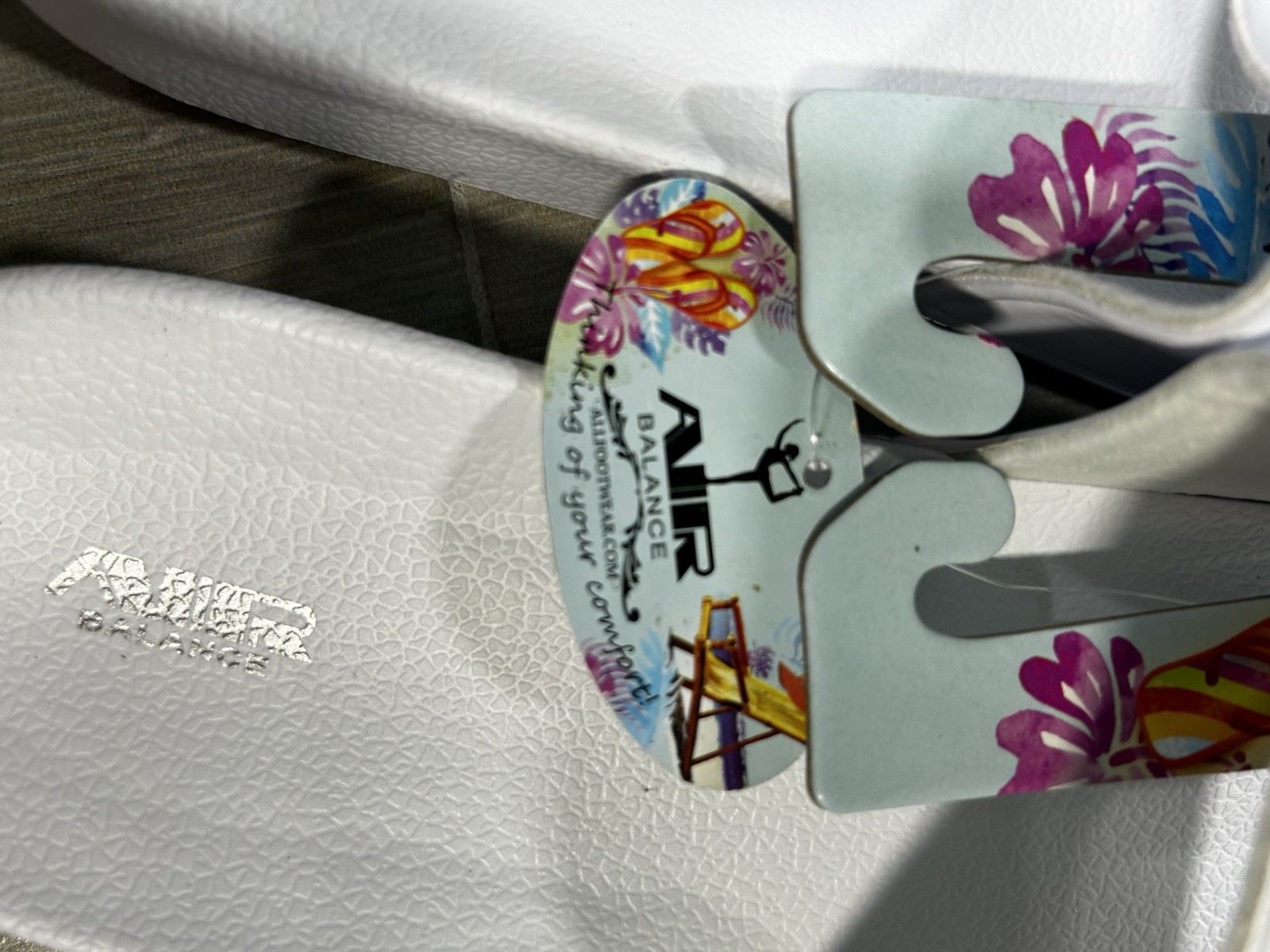 Air Balance Women’s White Slide Sandals US 7 -11Synthetic Upper Logo
