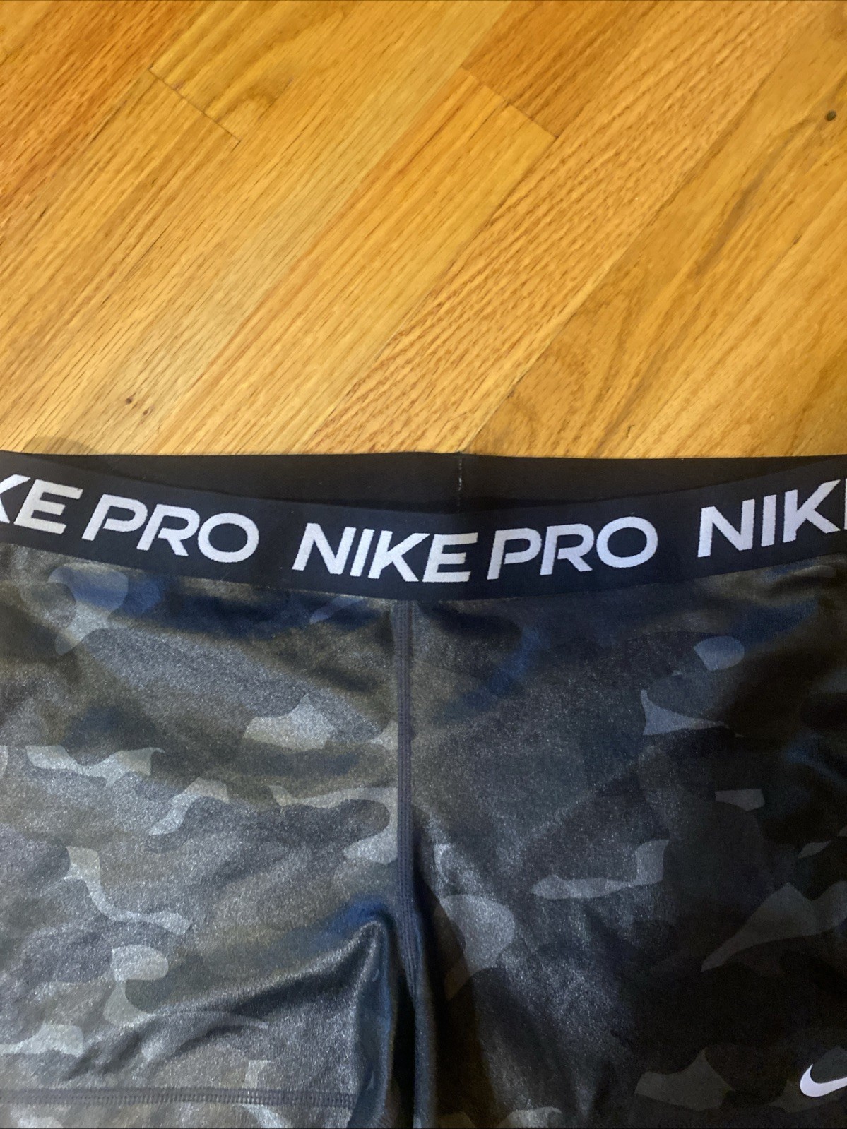 Nike Pro Camo Compression Shorts Dri-FIT Athletic Black Women Large Bin G-200
