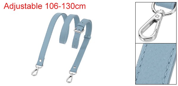 0.7″ Genuine Leather Purse Strap for Bag Sky Blue Silver Buckle