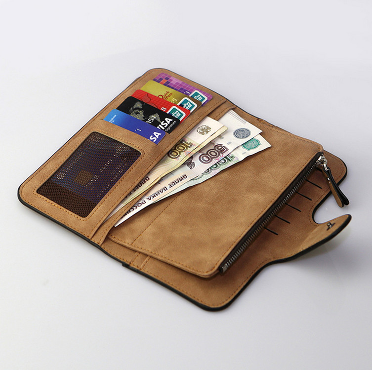 Fashion Leather Women Wallets ID Card Holder Clutch Bag Zipper Pocket Hasp Purse