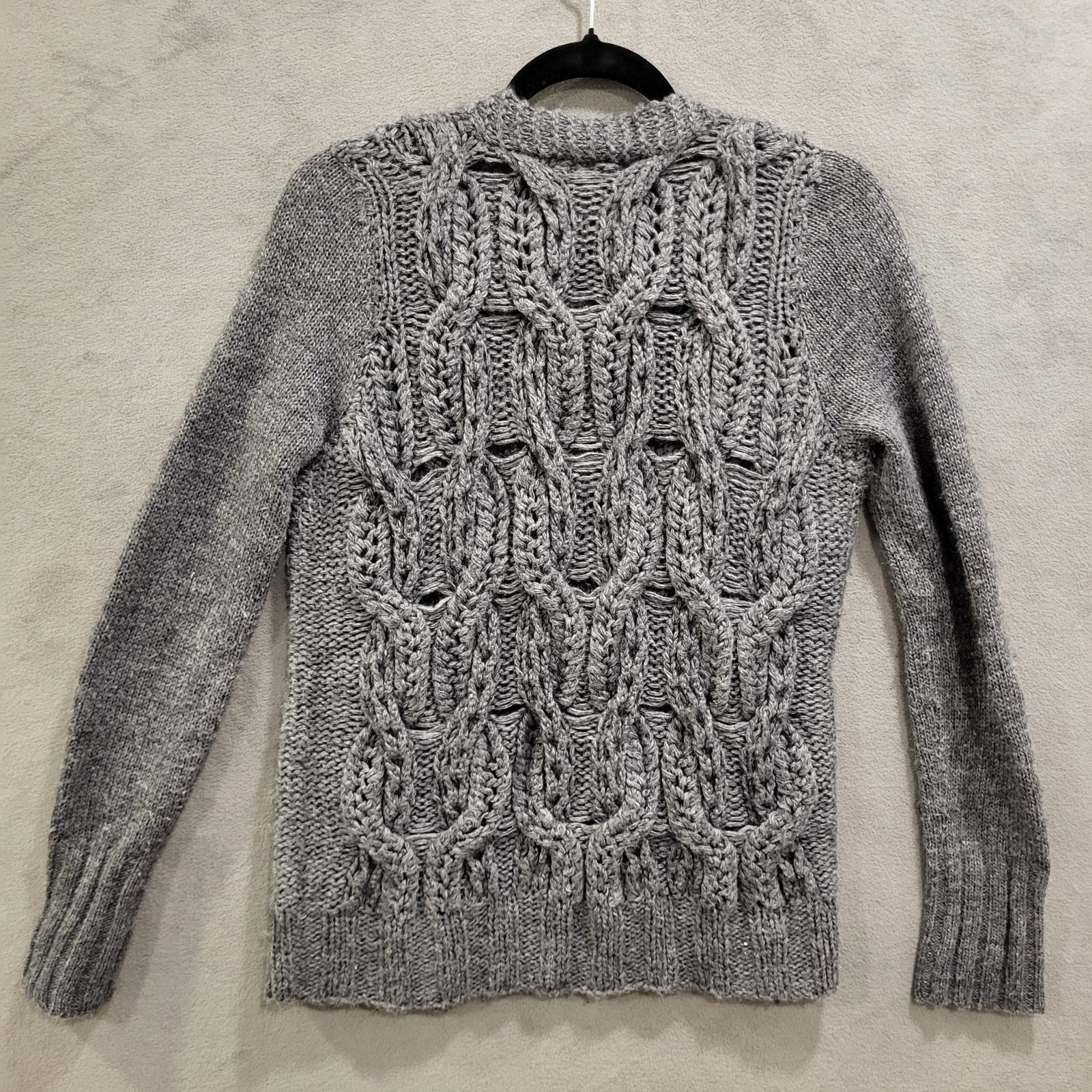 J.CREW HandKnit Cardigan Sweater Women’s Size XS Cable Knit Wool Blend Fisherman