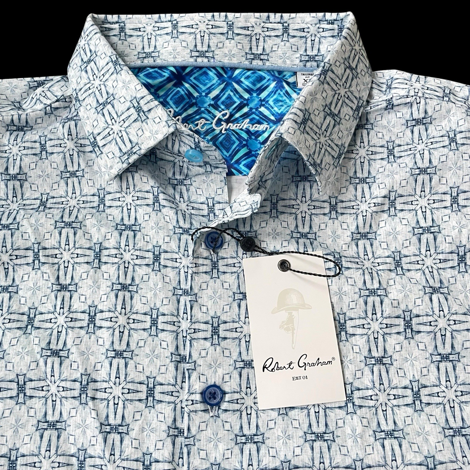 Robert Graham Madagascar Print Tailored Fit Stretch Size XL $188