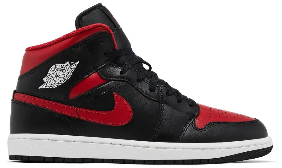 New Men Nike Jordan 1 Mid Bred Black/Varsity Red/Summit White DQ8426-067 size 10