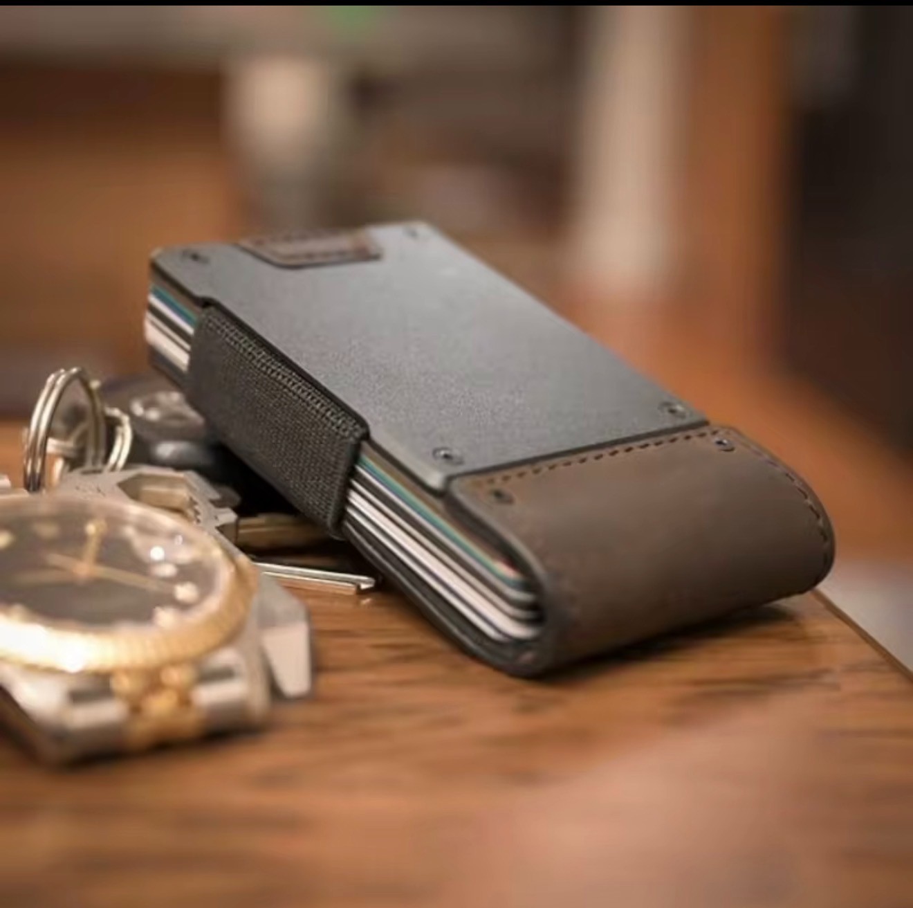 MENS WALLET METAL CARD HOLDER CASH STRAP MINIMALIST PULL TAB WALLET-CUSTOMIZE IT