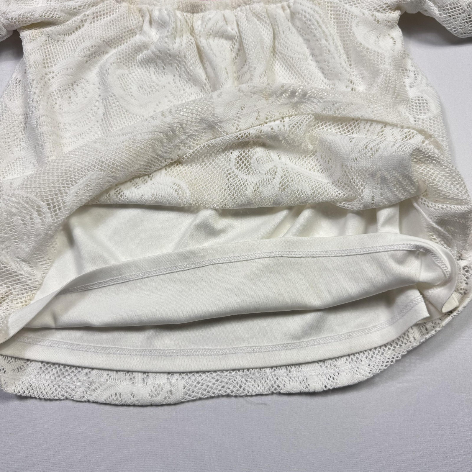 Lilly Pulitzer Top Womens XXS White Lace Off Shoulder Short Sleeve Blouse Poly