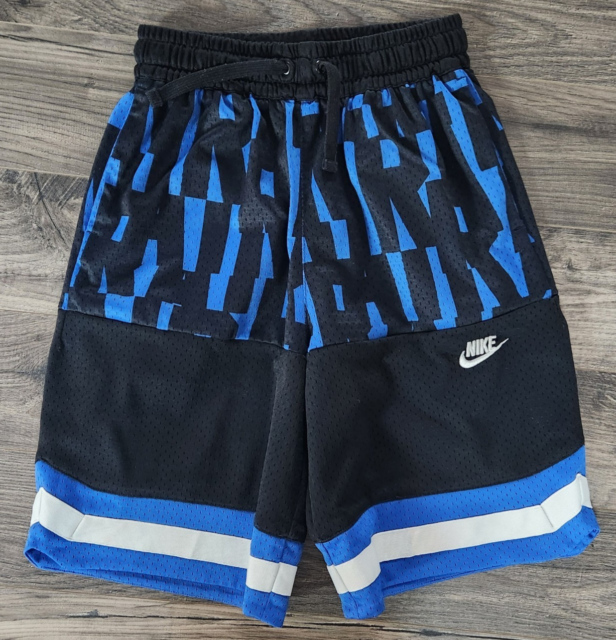 Nike Air Mesh Shorts Boys XL Black Blue Drawstring Lightweight Basketball