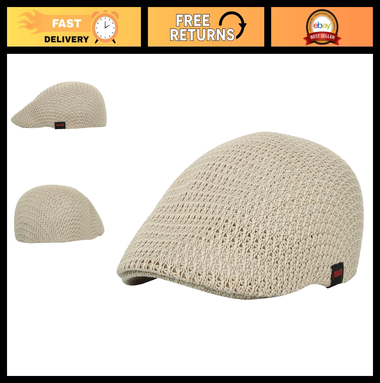 Men’s Breathable Mesh Summer Newsboy Cap – Lightweight Ivy Cabbie Hat for Outdoo