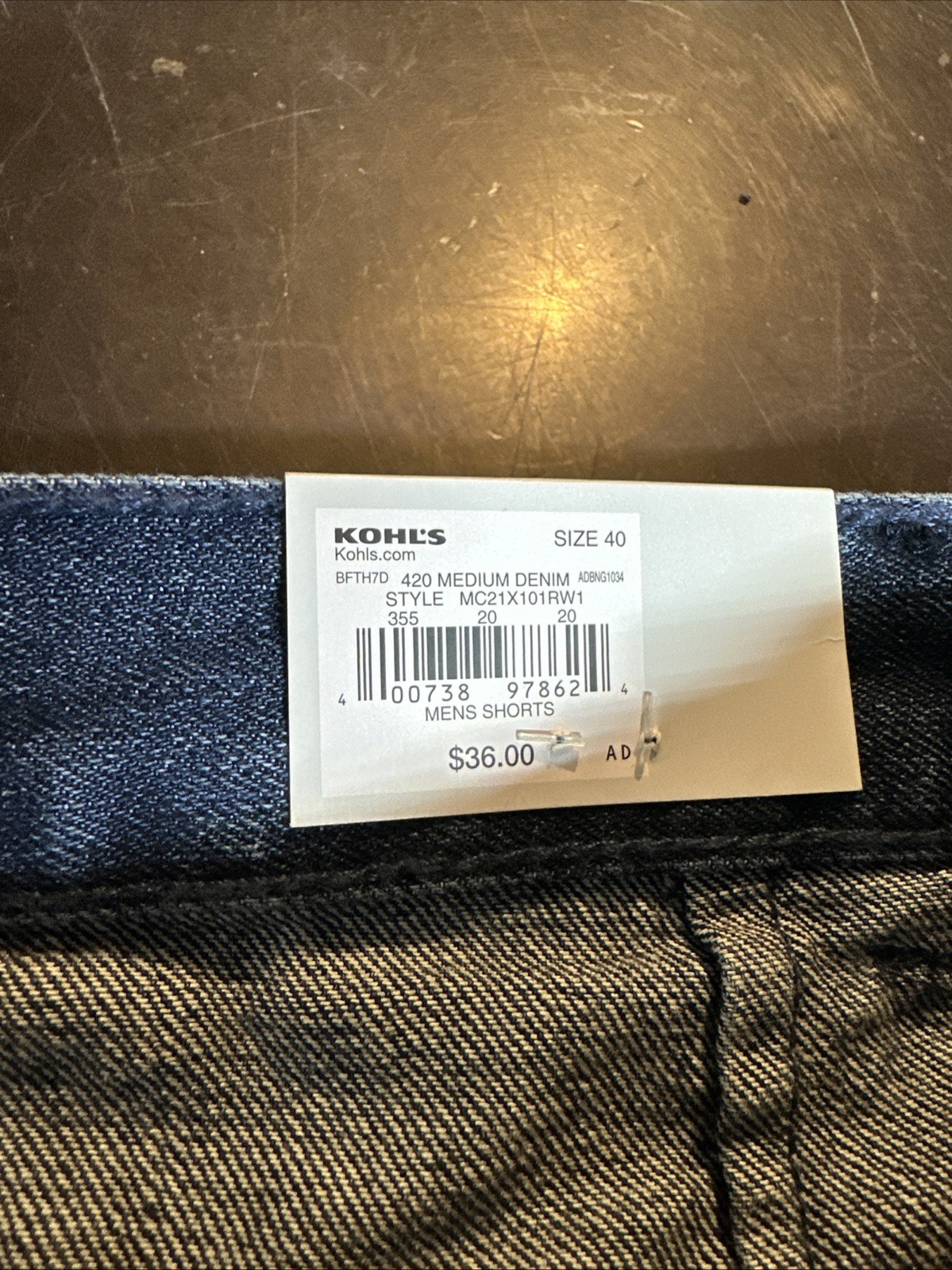 Croft and Barrow Mens 40 side elastic Cargo Shorts Denim Blue 7.5 inseam NWT