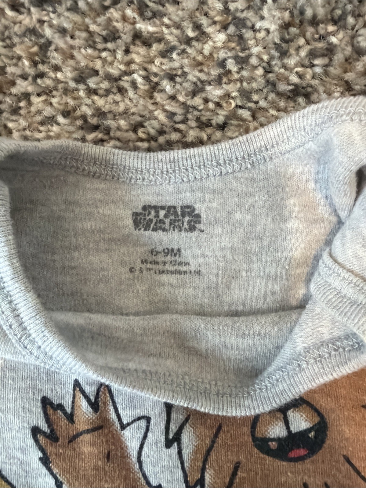 Star Wars One Piece Undershirt Snap On Short Sleeve R2D2-C3PO-Ewok 6-9 Months