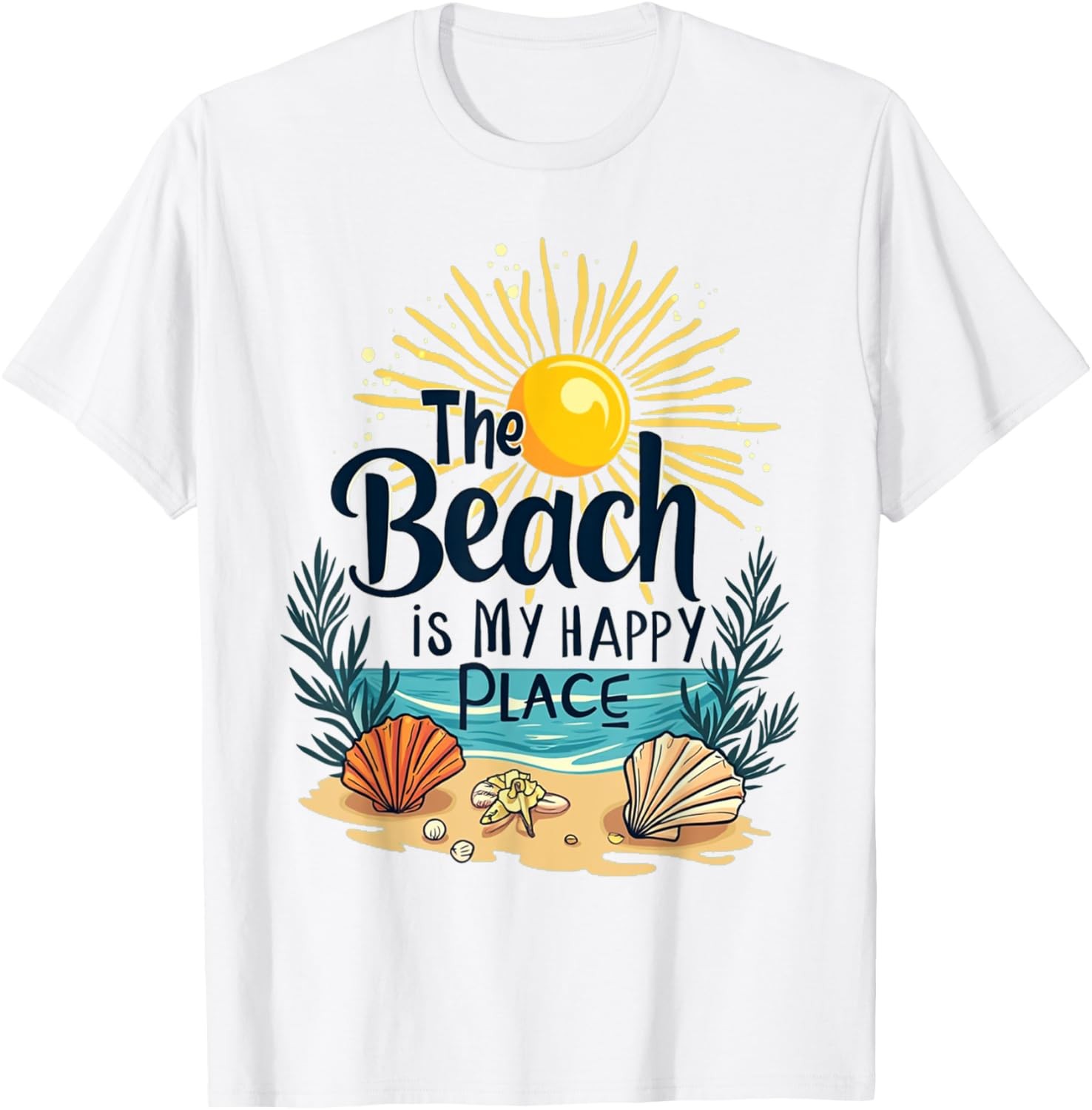 Beach Shirt Women The Beach is My Happy Place Casual Summer T-Shirt