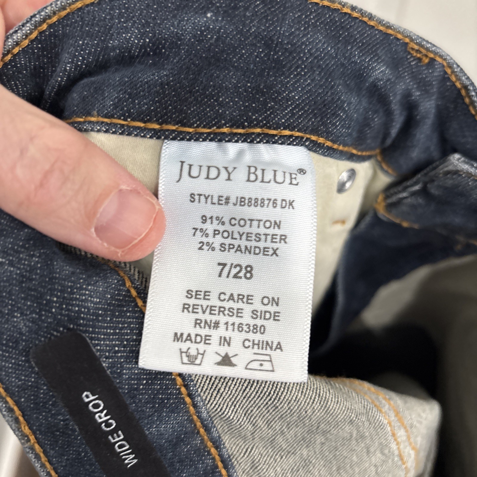 Judy Blue Distressed Jeans Women’s Blue Denim Dark Wash Wide Leg Pockets 7 / 28