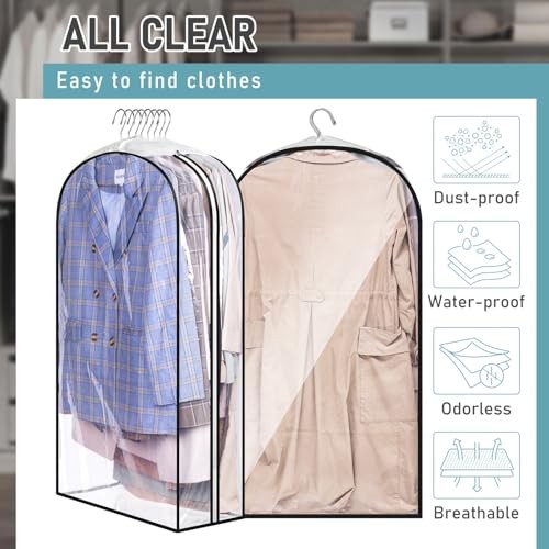 10″ Gusseted All Clear Garment Bags for Hanging Ethylene Vinyl Acetate 40 inch