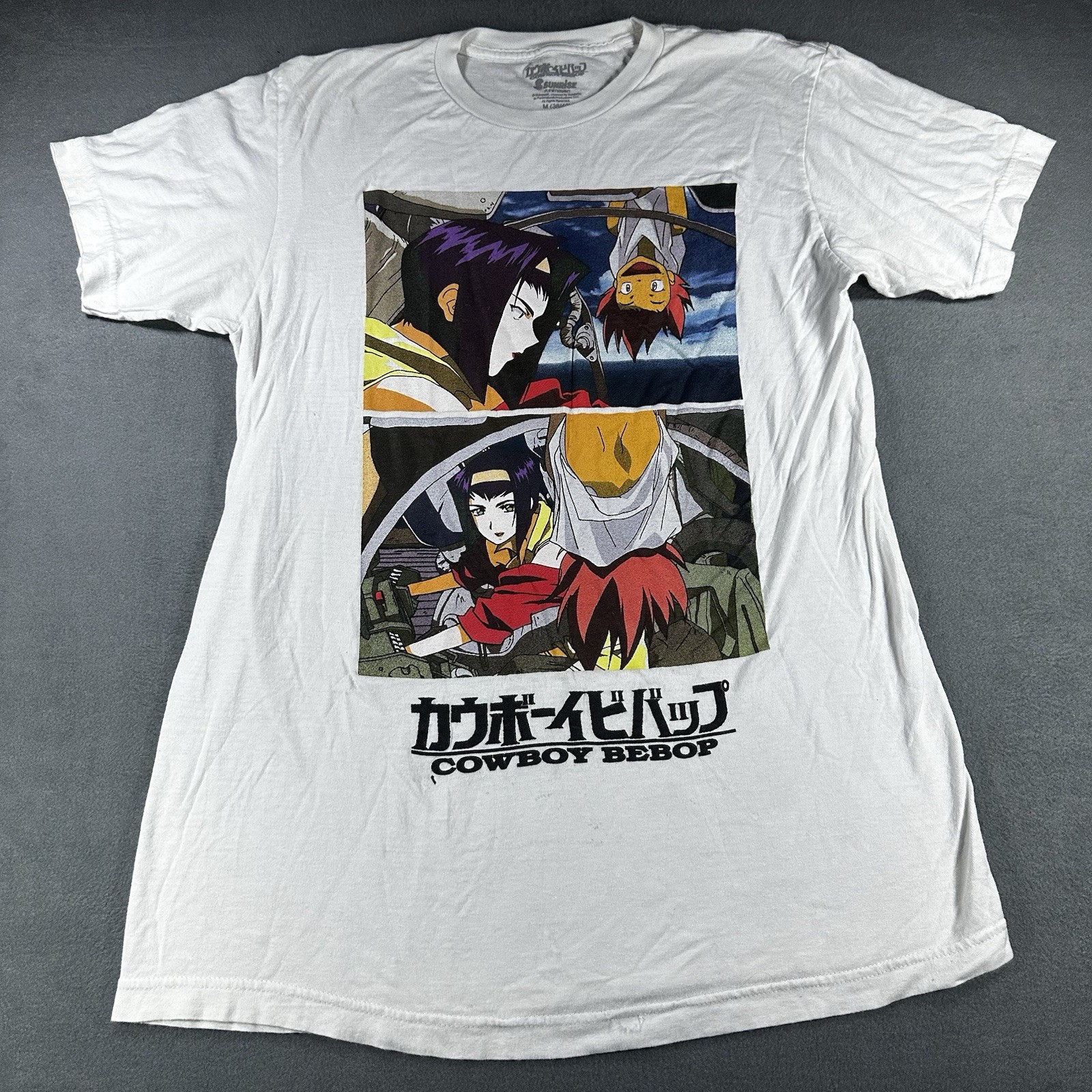 Sunrise Cowboy Bebop White M Men’s Cotton Graphic T-Shirt Short Sleeve