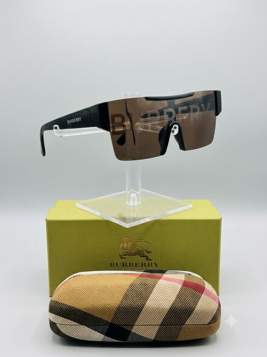 Burberry Women’s Shield Sunglasses Black Plastic Frame Brown Tinted Lens w/ Case
