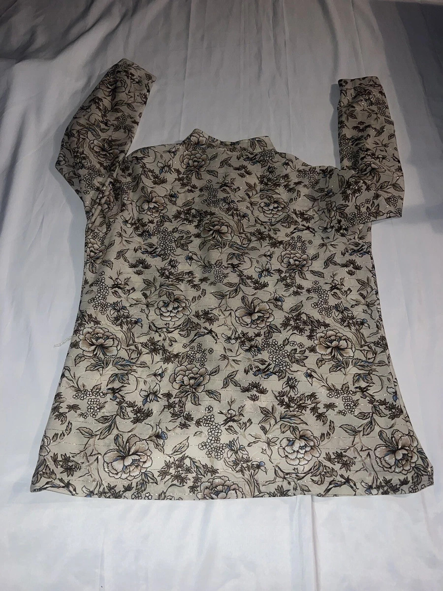 Size M Boho Long Sleeve Shimmering Shirt Length 25” Buttons L9