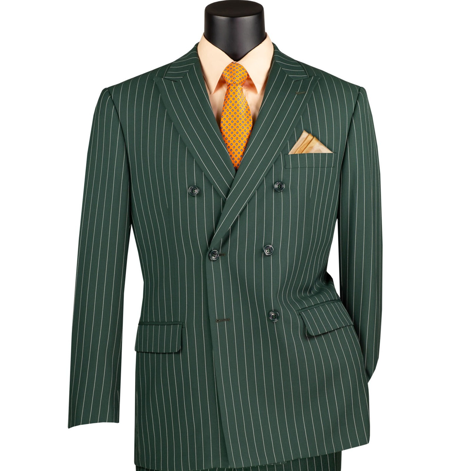 VINCI Men’s Gangster Pinstripe Double Breasted 6 Button Classic Fit Suit NEW