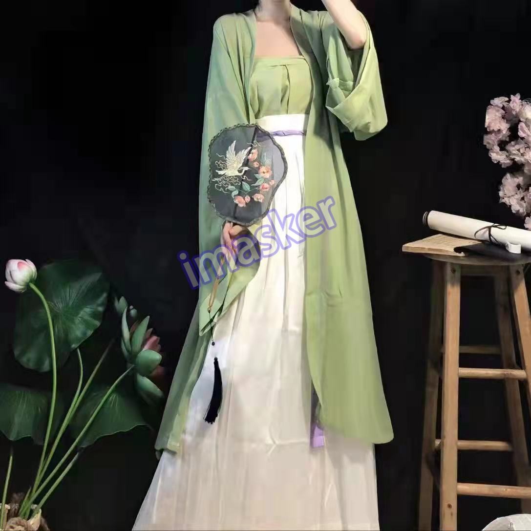 Chinese Hanfu Violets Dress Flowing Maxi Dress Chinese Women Embroidery3PCS Set