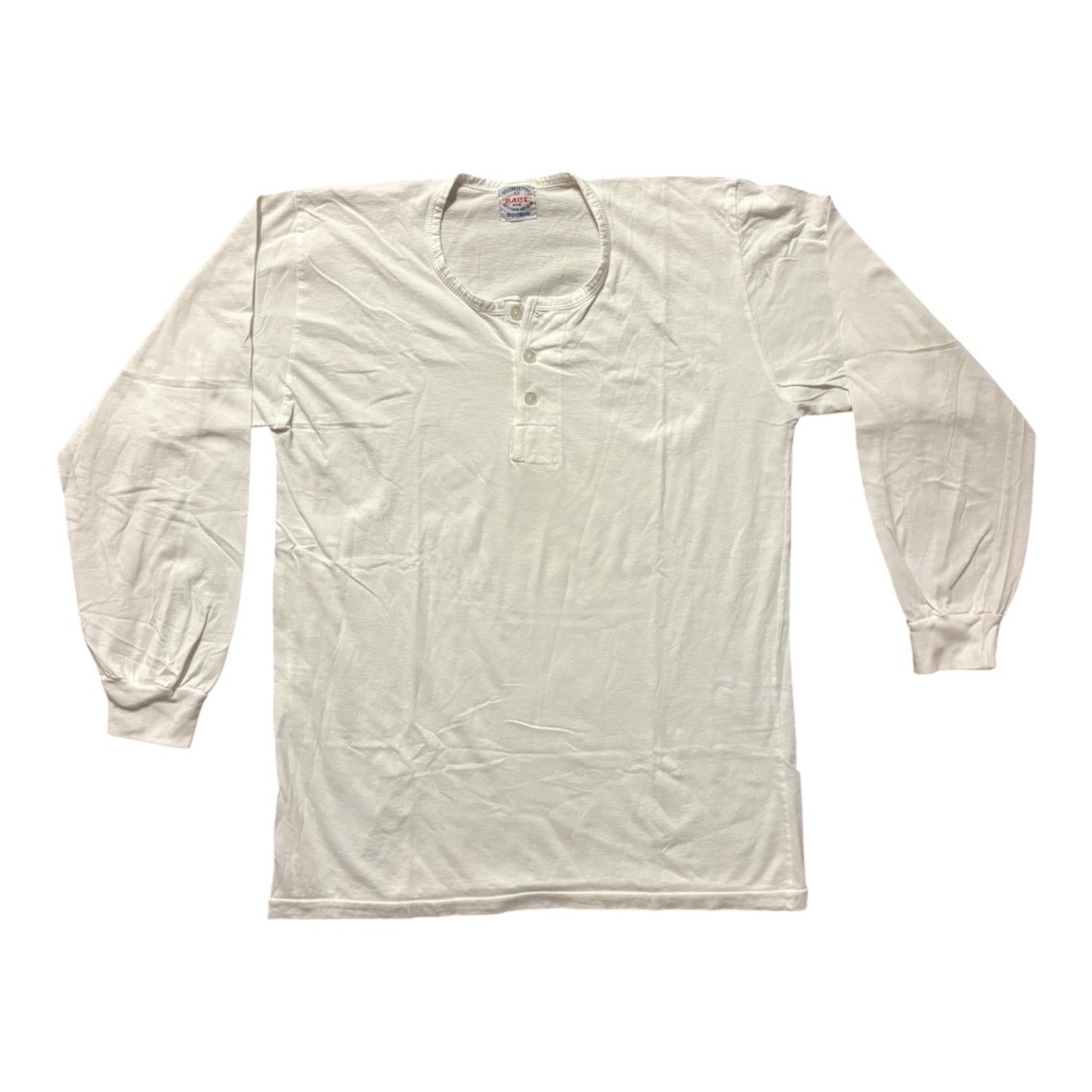 Vintage Race Brand Goldstar White Henley L/S T-Shirt Tee Mens Size 42
