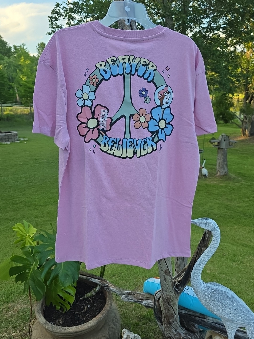 Buc-ee’s Beaver Believer Light Pink Lilac T-Shirt Size XL Bucees New W/Tags