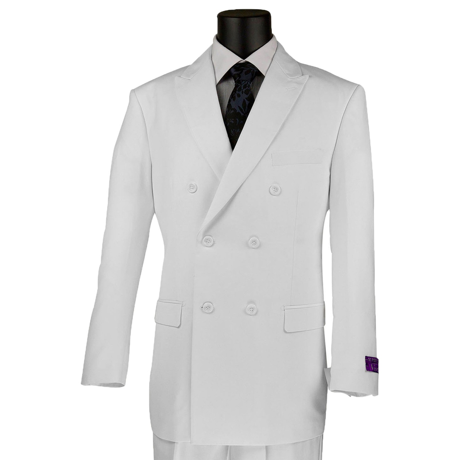 VINCI Men’s White Double-Breasted Suit w/ Adjustable Waist, Reg-Fit – NEW