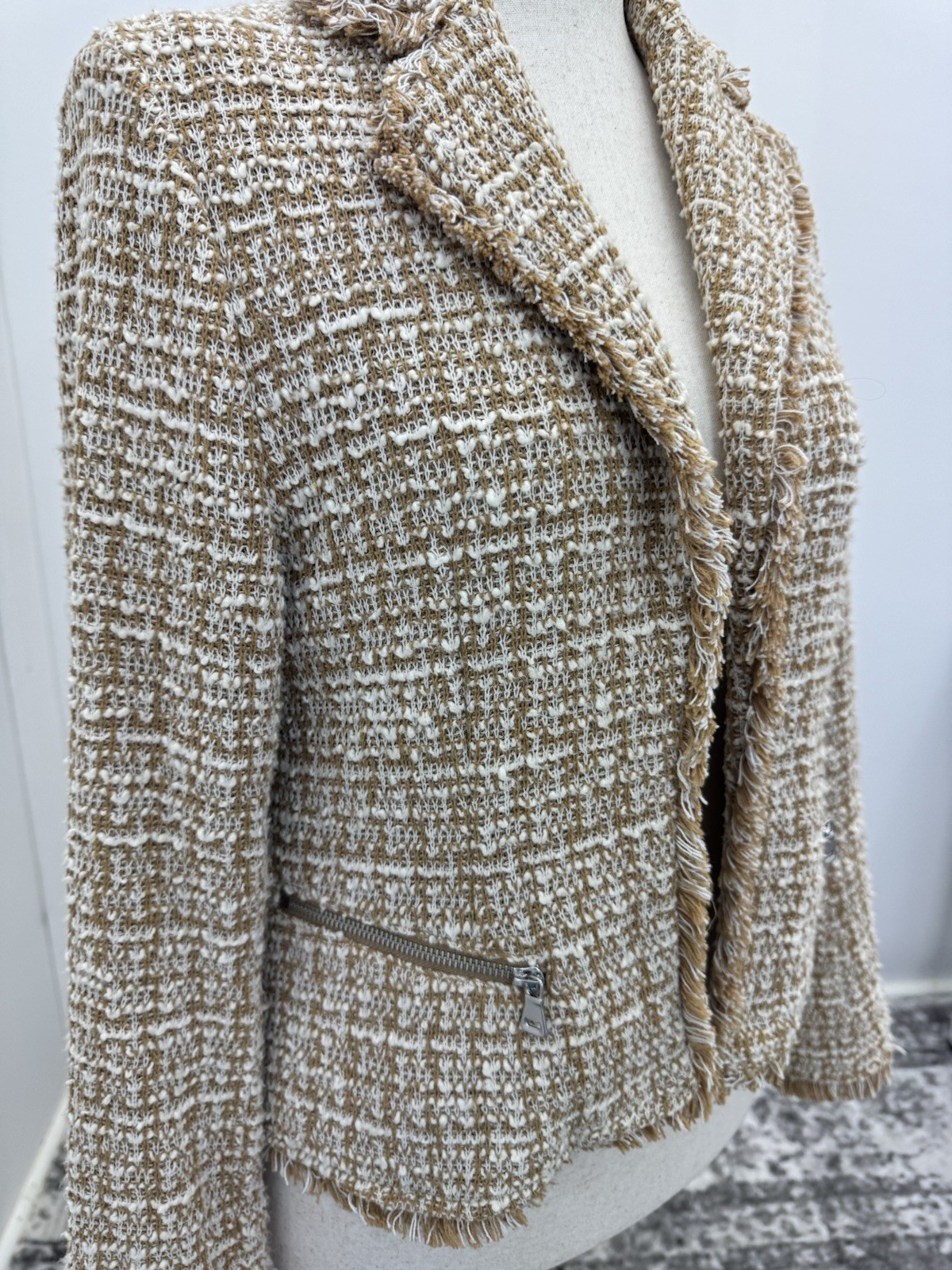 Laundry By Shelli Segal Camel Tweed Jacket Size M