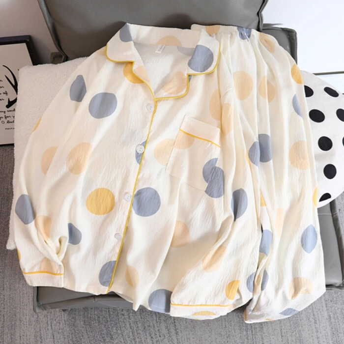 Chinese Style Ink Bamboo Print 2 Pieces Pajamas Casual Turn-Down Collar Homewear