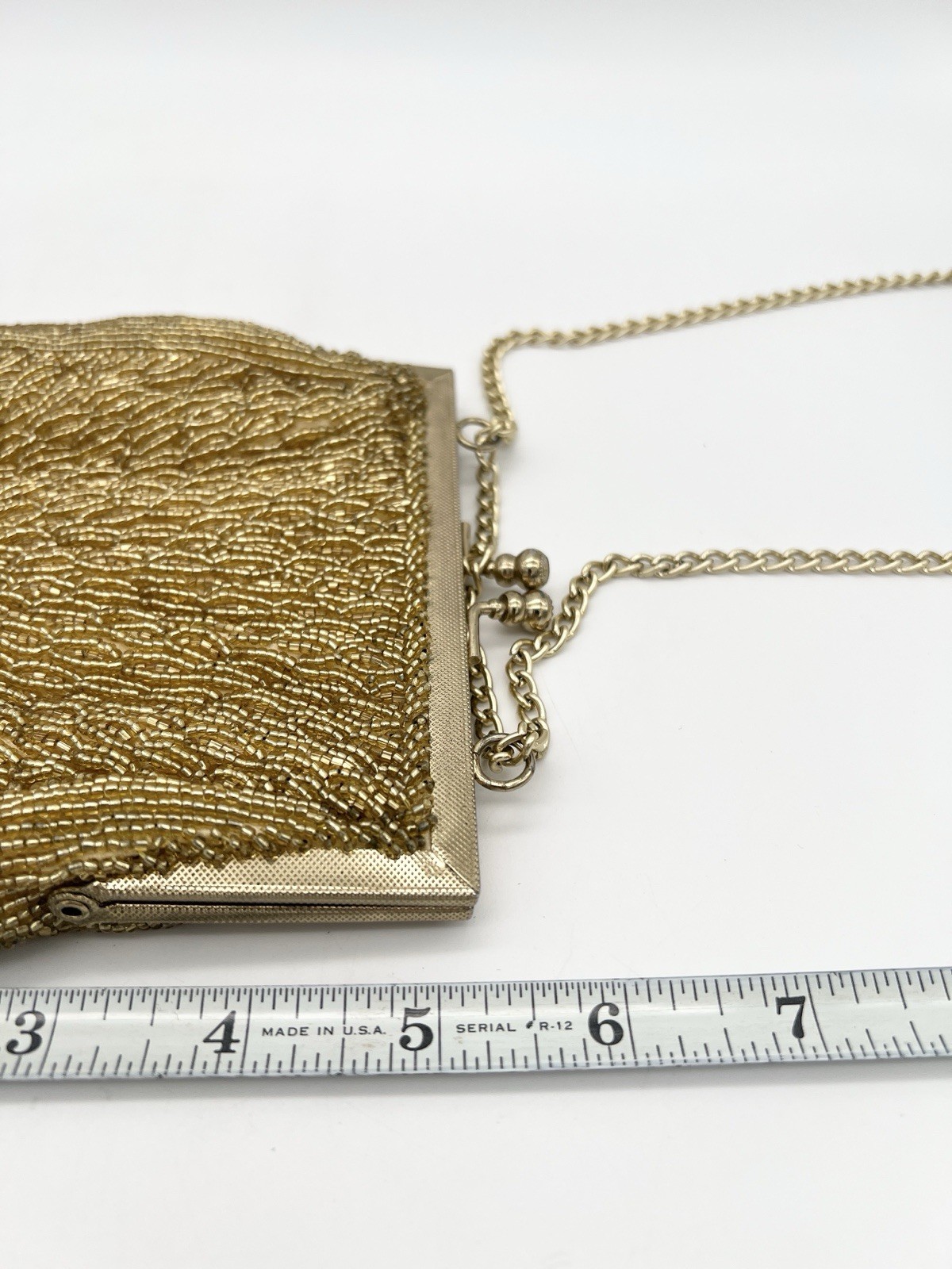 Vintage Walborg Gold Beaded Evening Purse Hong Kong Cocktail Handbag
