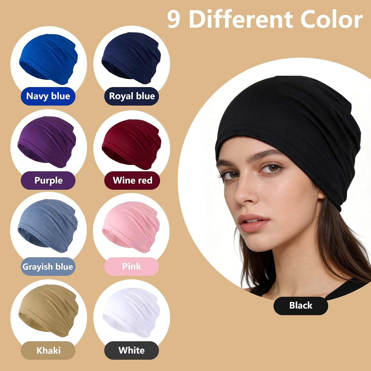 9 Pcs Chemo Head Scarf for Women Soft Stretchy Pre Tied Chemo Hat Turban Beanie