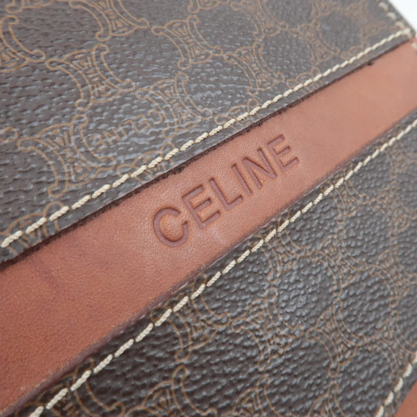 CELINE Macadam PVC Leather Backpack Brown Gold HDW Authentic
