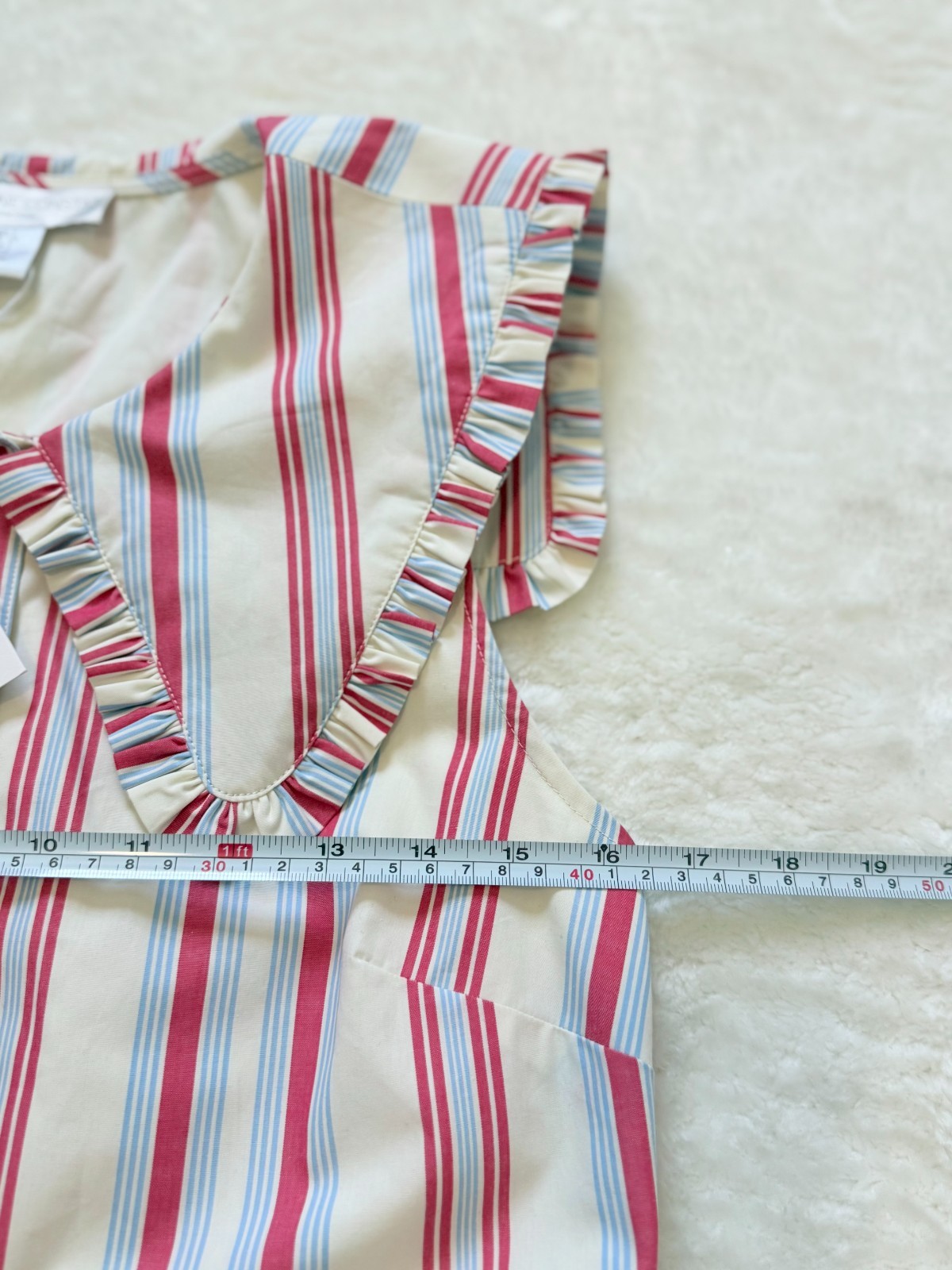 NWT Caroline Constas Striped Cotton Maxi Dress Peter Pan Collar Size S
