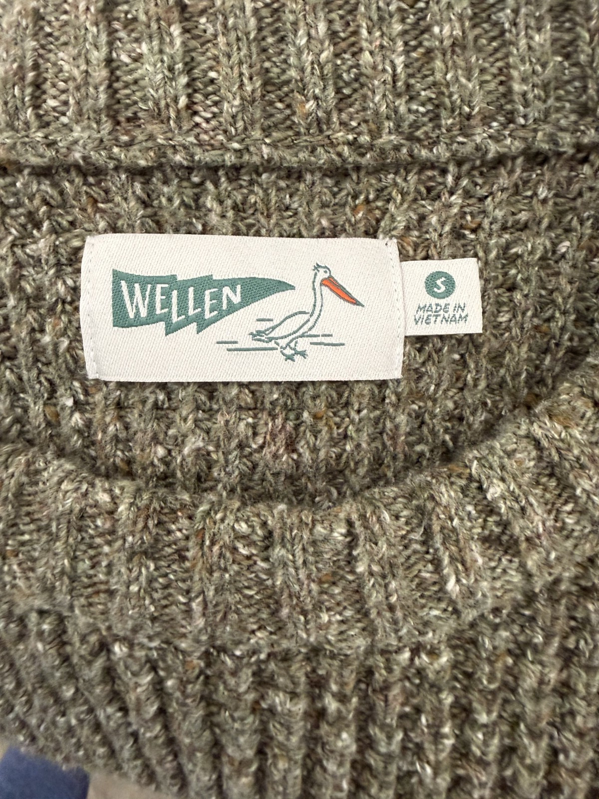 Wellen Sweater Mens Small Olive Green Headlands Waffle Knit Fisherman Crewneck