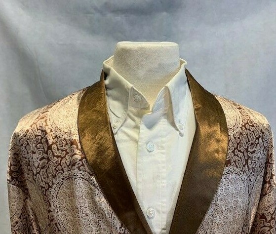 Mens Silk Satin Robe – Coffee Paisley Auspicious – 5 Day Delivery -USA Seller