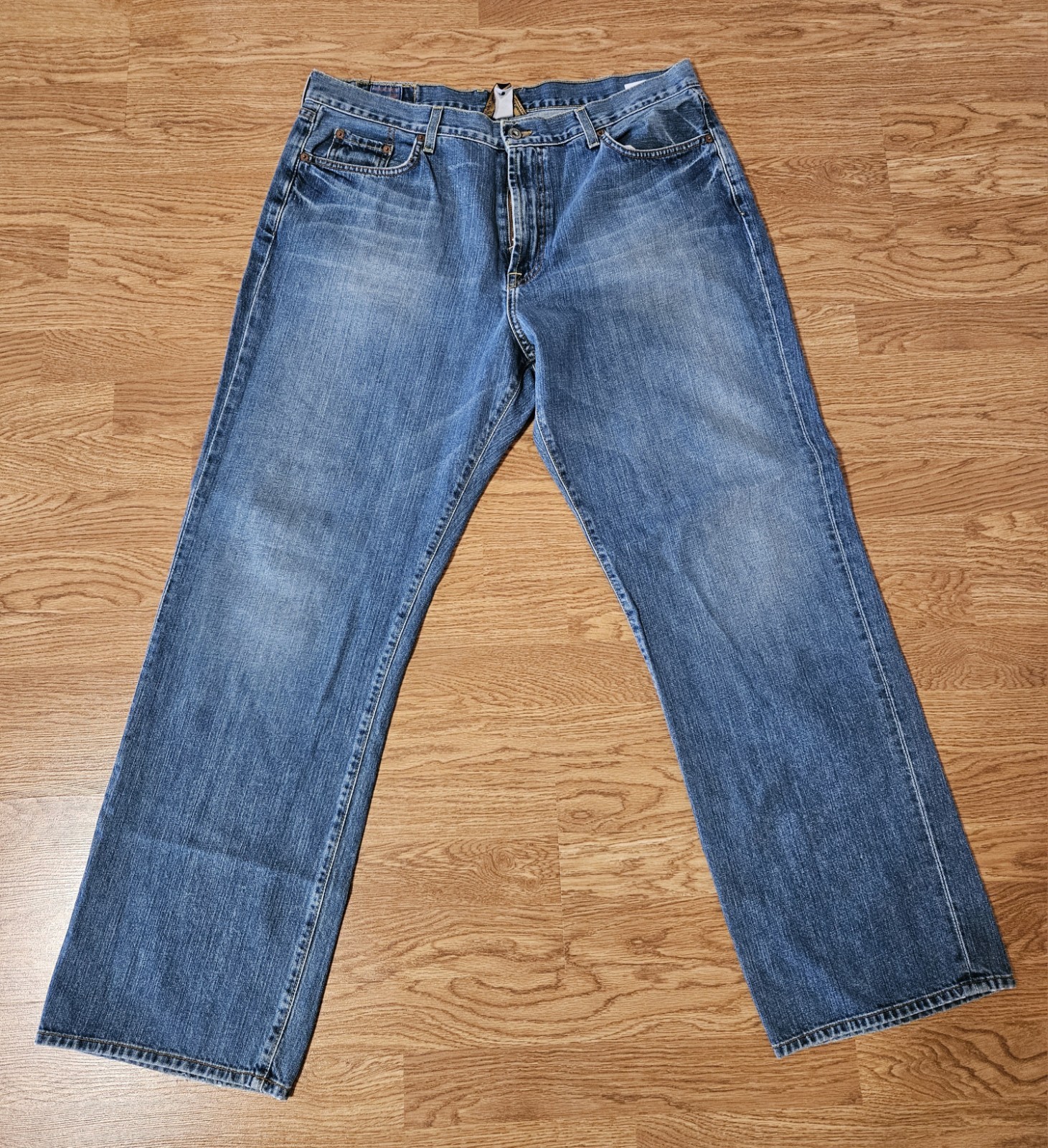 Lucky Brand Bootcut Denim Jeans Medium Wash Blue Cotton Men Button Zip