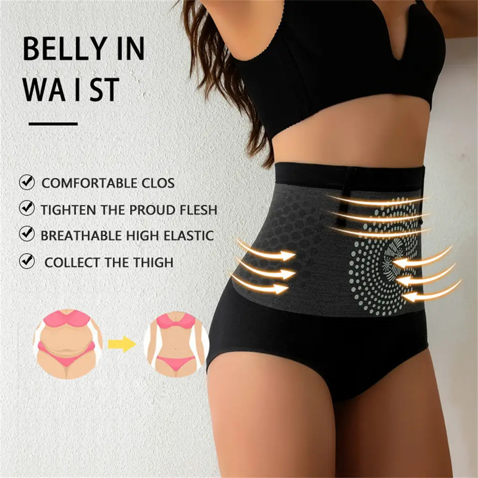Women High Waist Abdomen Control Panties Magnetic Therapy Body Shaping Panties
