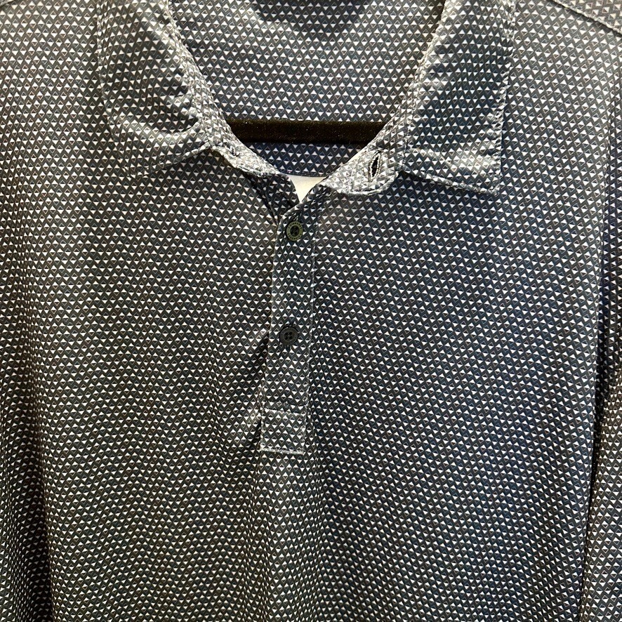 7D 7 Diamonds Mens XL Blue Geometric Core Polo Shirt 4 Way Stretch Performance