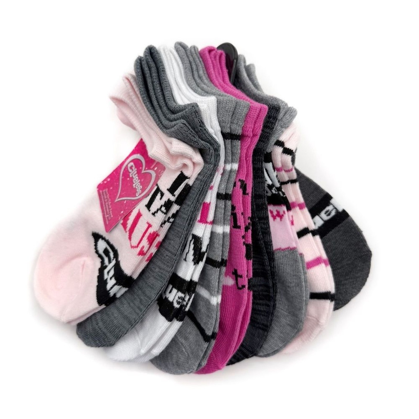 Clueless Movie Womens No Show Socks Pink Gray 90s As If Whatever Totally Cher