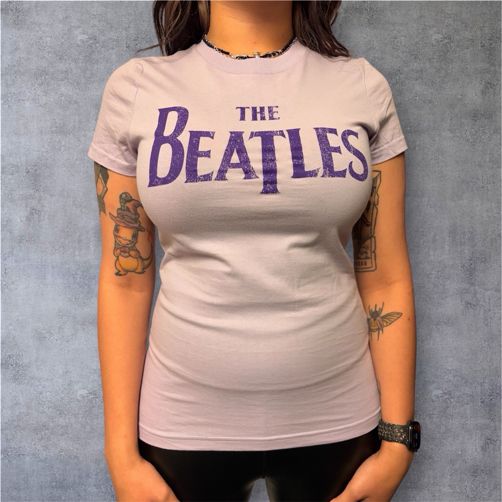 Y2k Woman’s The Beatles T-Shirt Size M Light Purple NWOT Band Tee Short Sleeve