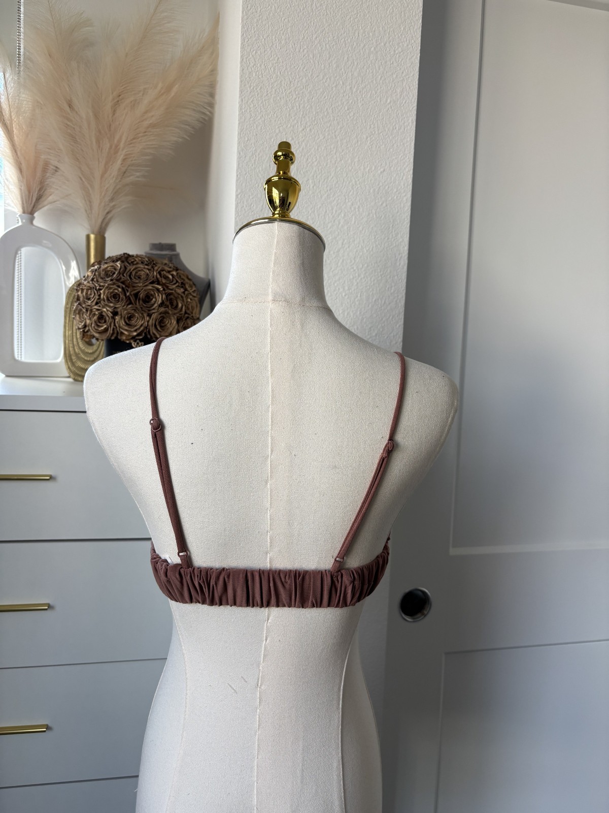 Zara Pink Nude Elastic Band and Adjustable Straps Triangle Bralette Size Small